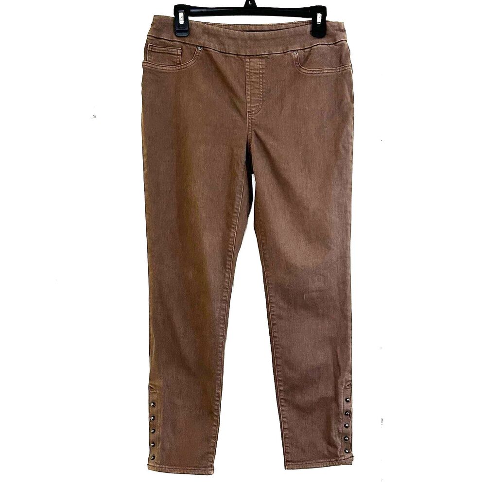 Chico's Women Jeggings Ankle Jeans Size 0.5=6 Light Wash Brown Denim Pants.